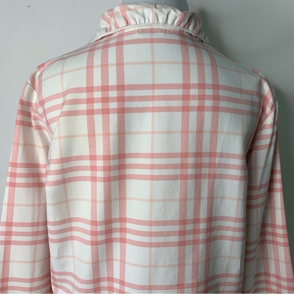 Burberry Women's Pink/White Nova Check Button Down Pajama Shirt Size Small - Picture 7 of 16